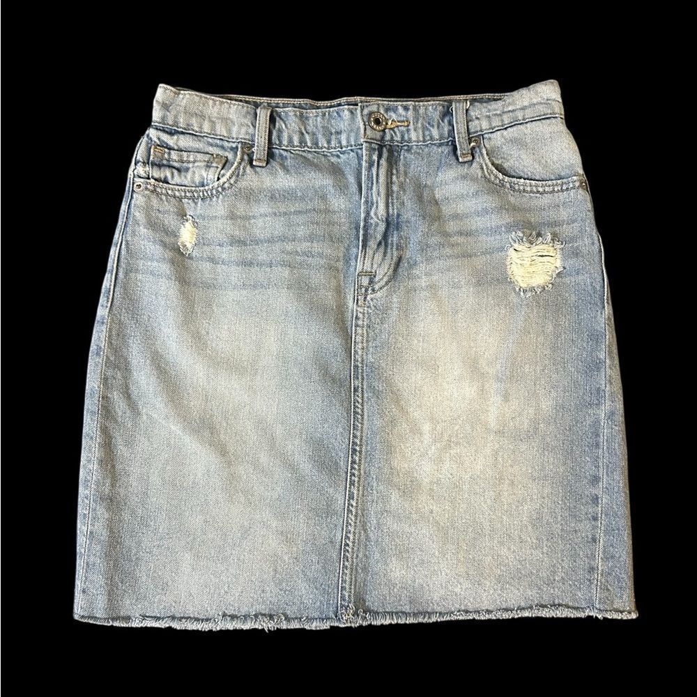 Lucky Brand Light Blue Distressed Mini Skirt size 4/27
